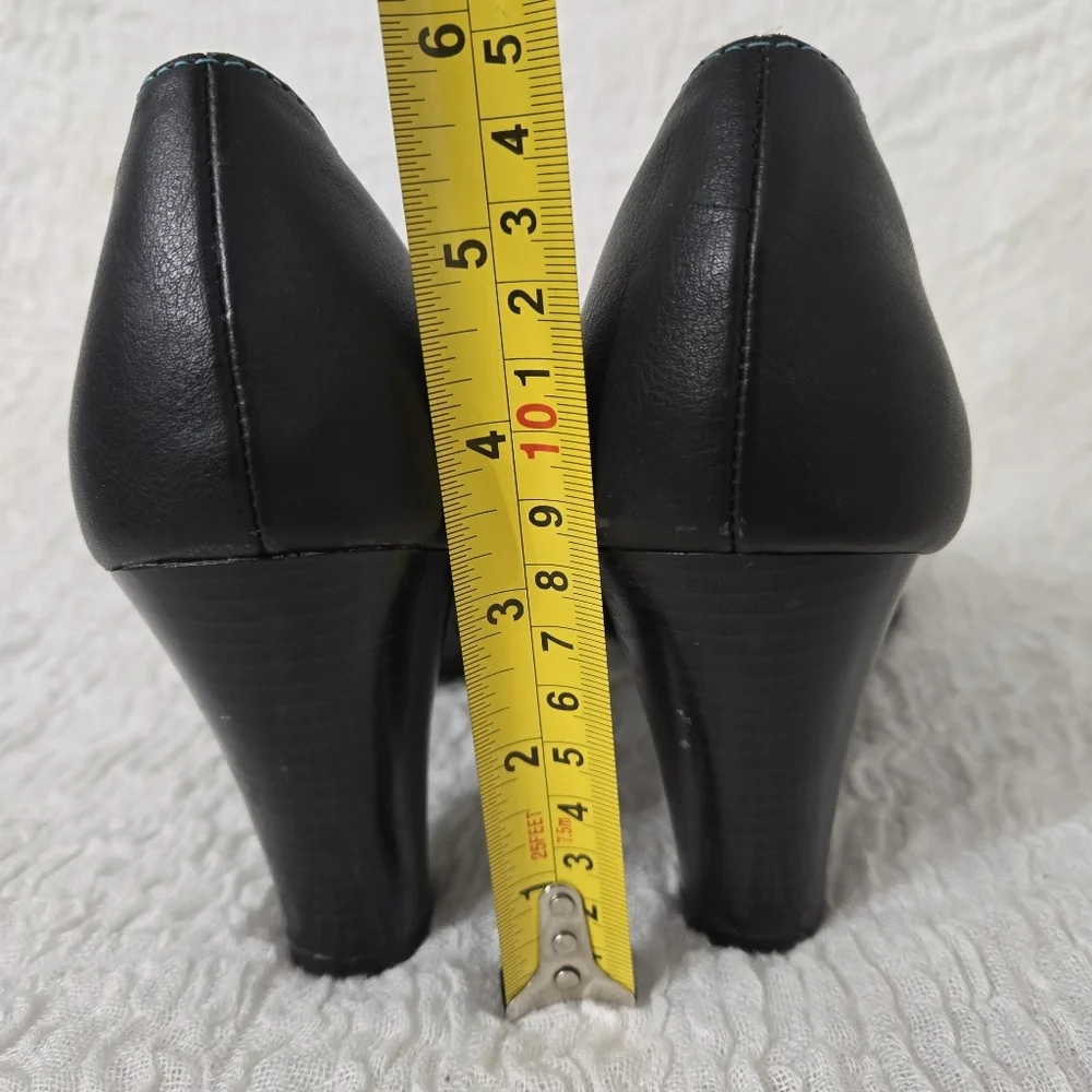 Women's Black Sz 9.5 High Heels pumps cut‎ out design Peep Toe Officecore